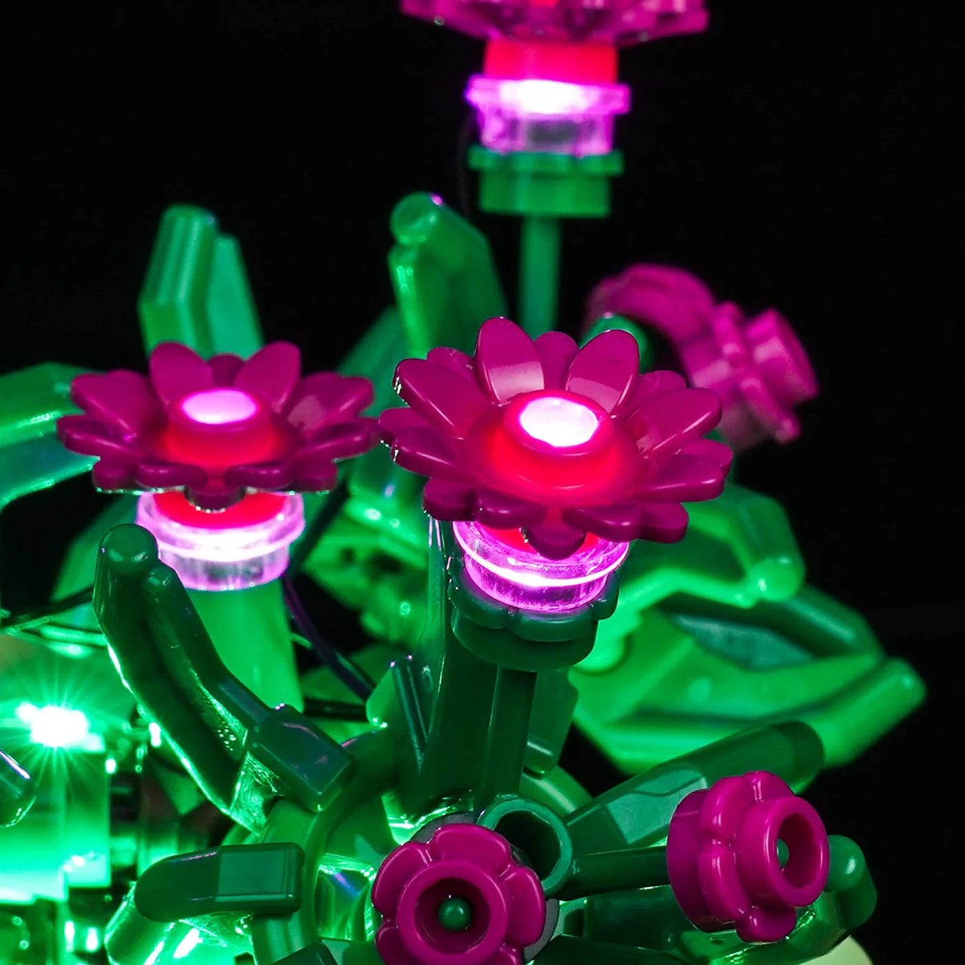 LED kit powered on: Bright My Bricks light kit for LEGO® Botanicals Rocking Plants #11506