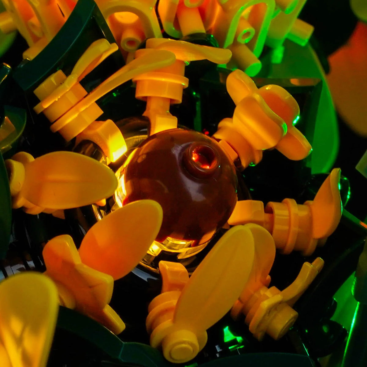 Bright My Bricks LED light kit for LEGO® Botanicals Sunflower Bouquet #11502 — showcase lighting view