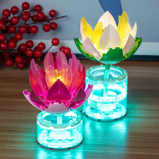 Bright My Bricks premium LED light kit for LEGO® Botanicals Water Lilies #11511 — warm LED glow detail