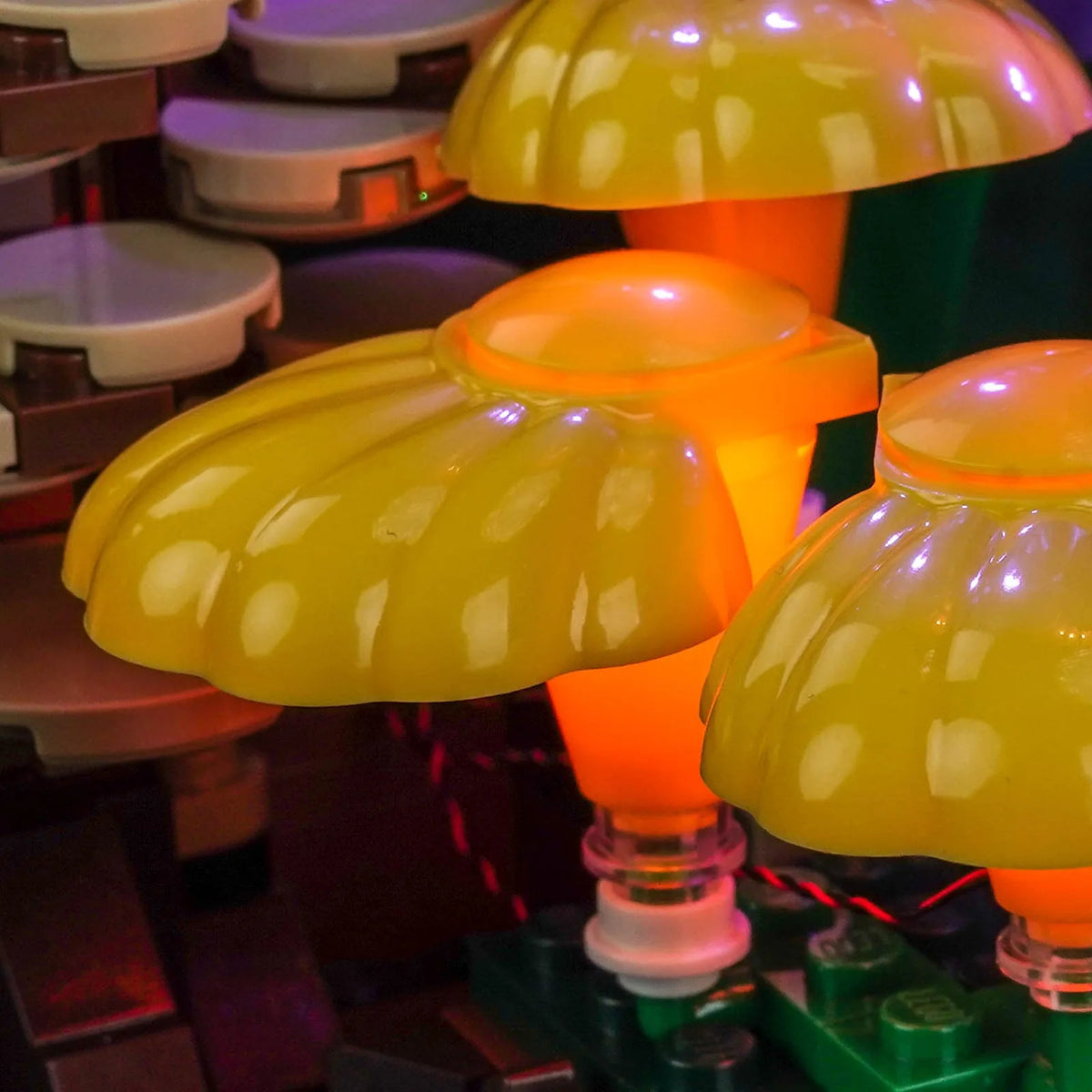 Bright My Bricks light kit for LEGO® Botanicals Woodland Mushrooms #11505 — LED strips and bricks detail