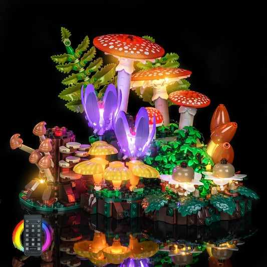 showcase lighting view: Bright My Bricks LED light kit for LEGO® Botanicals Woodland Mushrooms #11505