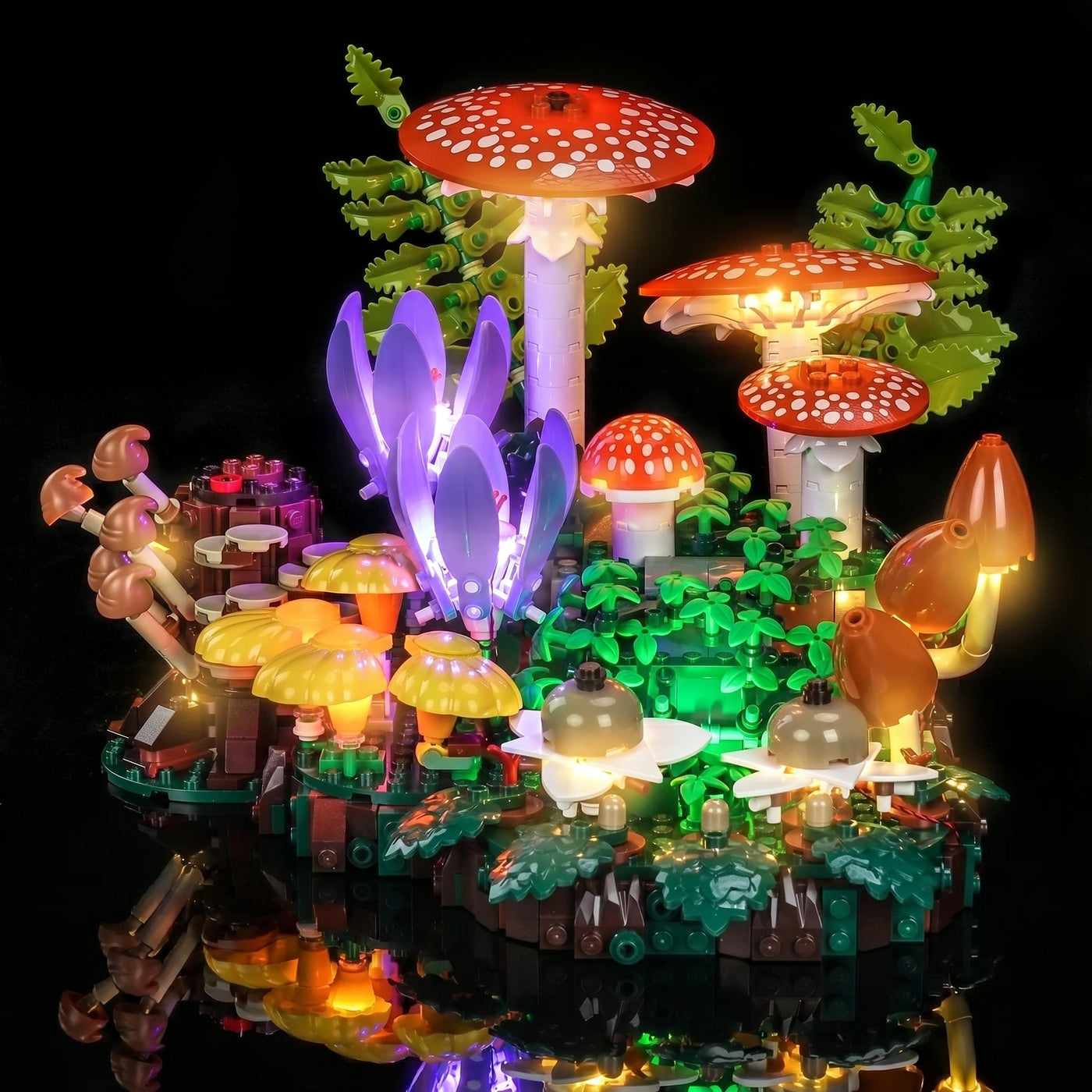 LED lights for LEGO® Botanicals Woodland Mushrooms #11505, LED strips and bricks detail