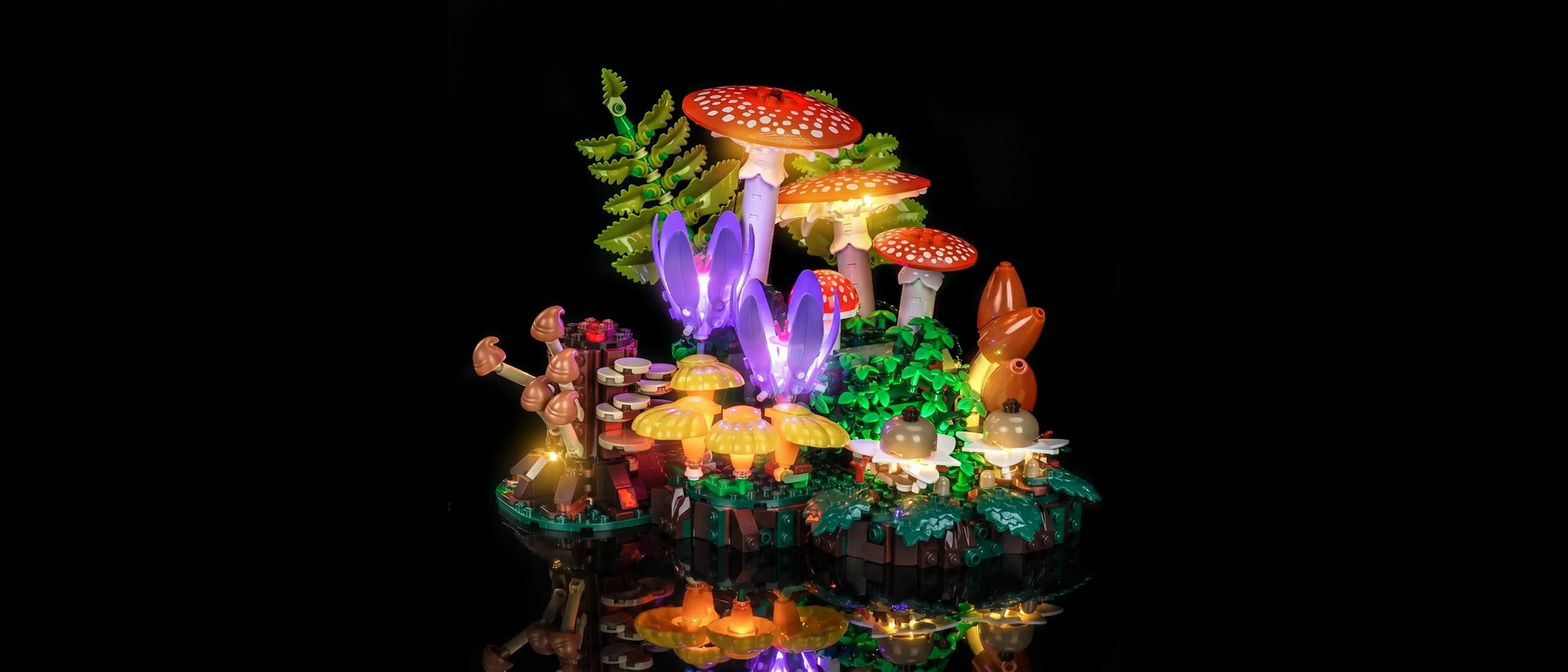 Light Kit for LEGO® Botanicals Woodland Mushrooms #11505 — lit with the LED light kit