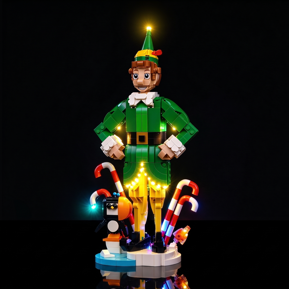 Right-side illuminated view of LEGO® Buddy the Elf #40865