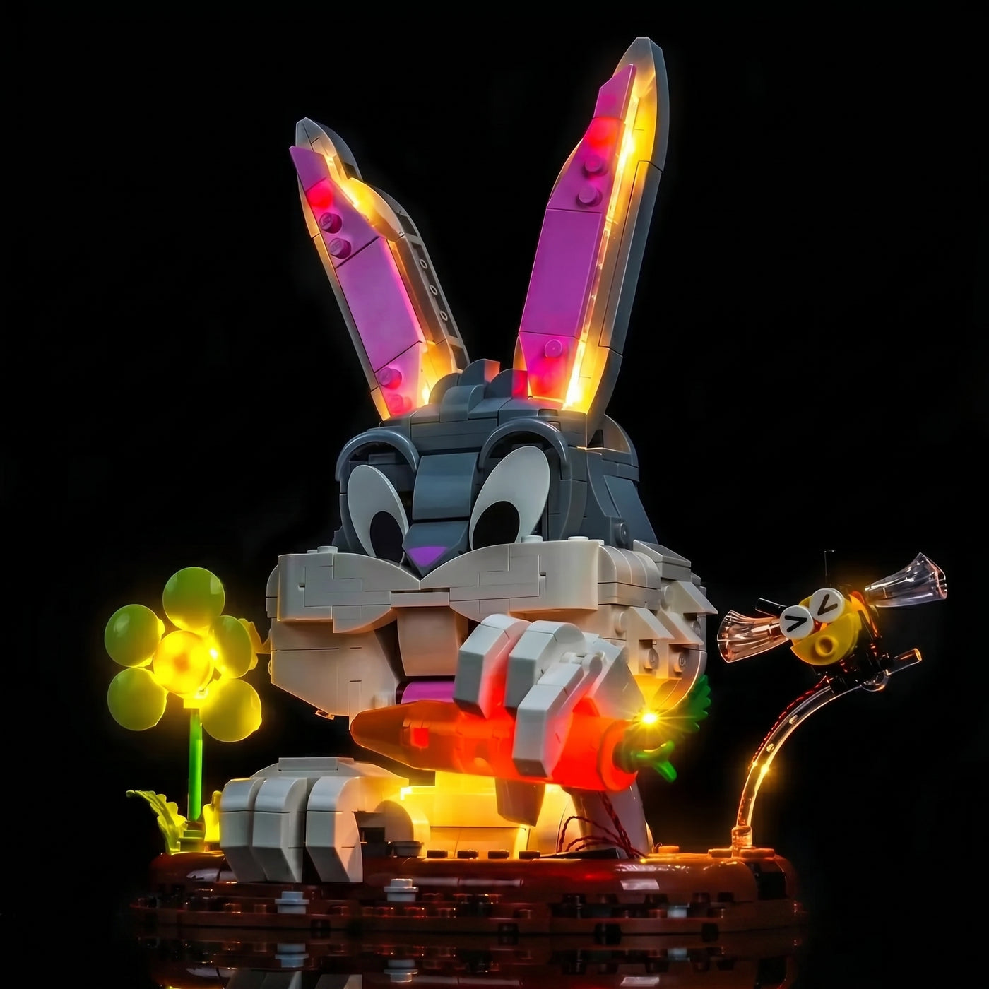 LEGO® Bugs Bunny #40920 close-up of the LED lighting detail, with the LED light kit