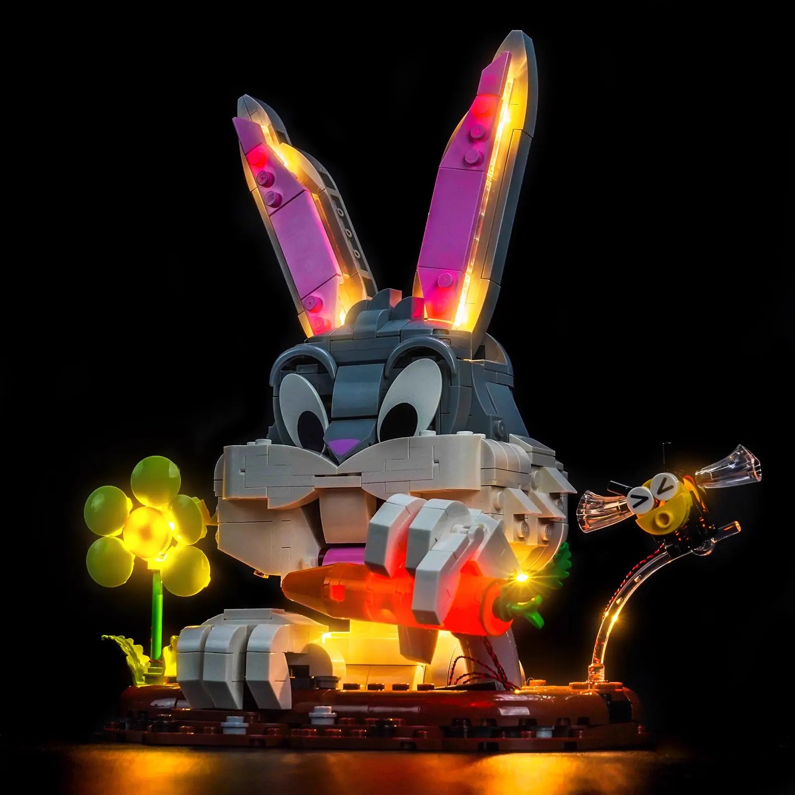 LEGO Bugs Bunny #40920 illuminated at night