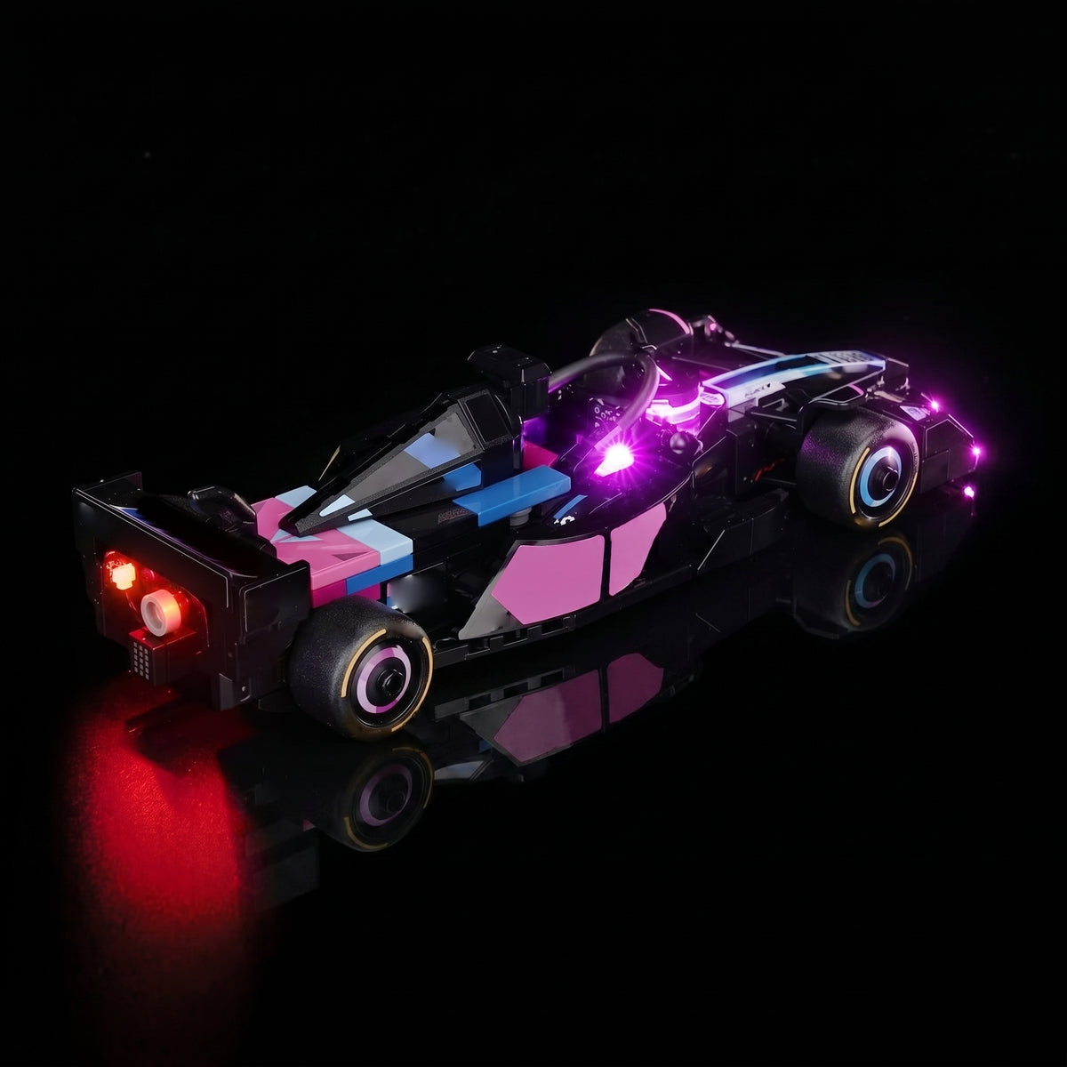 RGB LED light kit for LEGO® BWT Alpine F1 Team A524 Race Car #77248, brightened interior detail