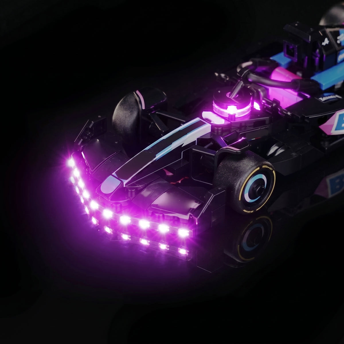 night-mode display glow: Bright My Bricks USB-powered LED light kit for LEGO® BWT Alpine F1 Team A524 Race Car #77248
