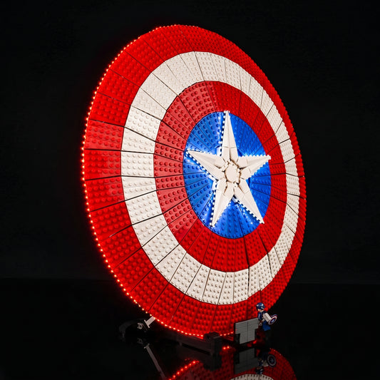 LED lights for LEGO® Captain America’s Shield #76262, side angle with lights on