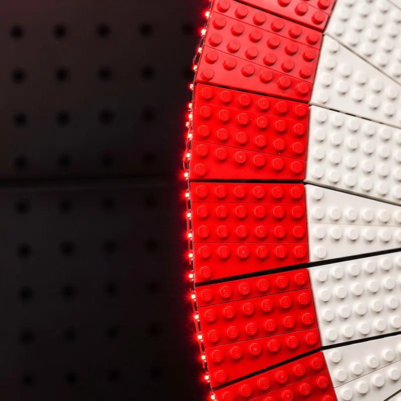 LEGO® Captain America’s Shield #76262 warm LED glow detail, with the LED light kit
