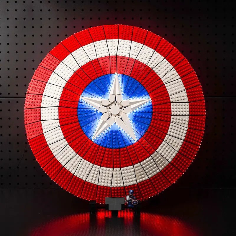 LEGO® Captain America’s Shield #76262 — before-and-after lighting (custom LED lighting)