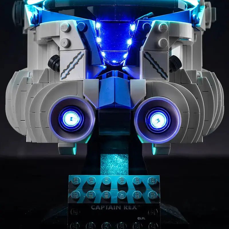 LEGO® Captain Rex Helmet #75349 — warm LED glow detail (DIY LED light kit)