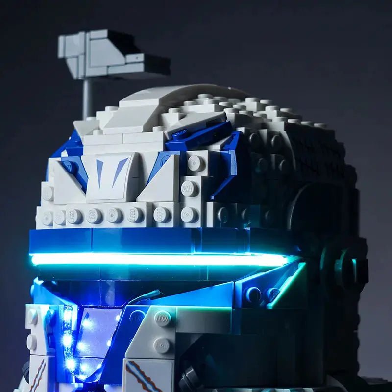 LEGO® Captain Rex Helmet #75349 brightened interior detail, with the premium LED light kit