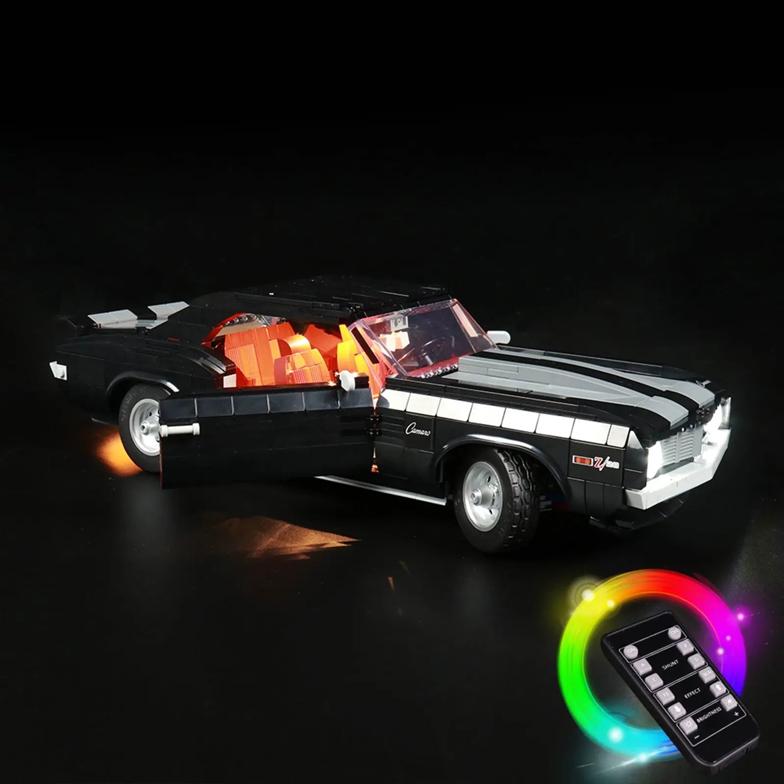 LEGO Chevrolet Camaro Z/28 1969 #10304 with LED lights installed