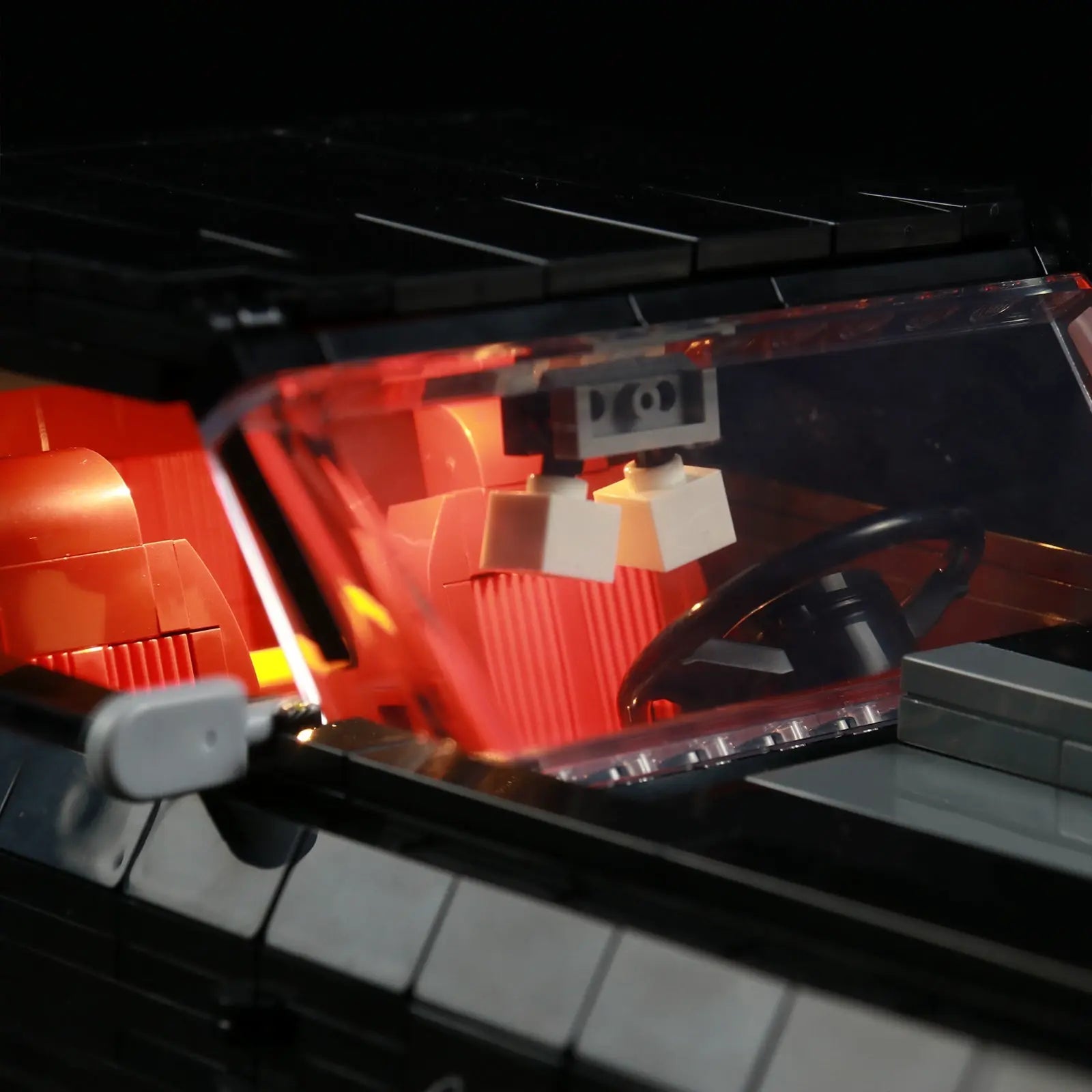 LEGO Chevrolet Camaro Z/28 1969 #10304 lit up - front angle