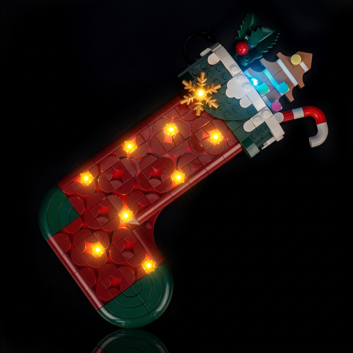 Lichtset für LEGO® Weihnachtsstrumpf #40958 – beleuchtete Ansicht 10