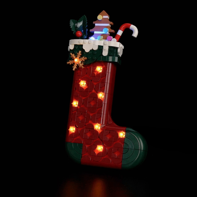 Lichtset für LEGO® Weihnachtsstrumpf #40958 – beleuchtete Ansicht 5