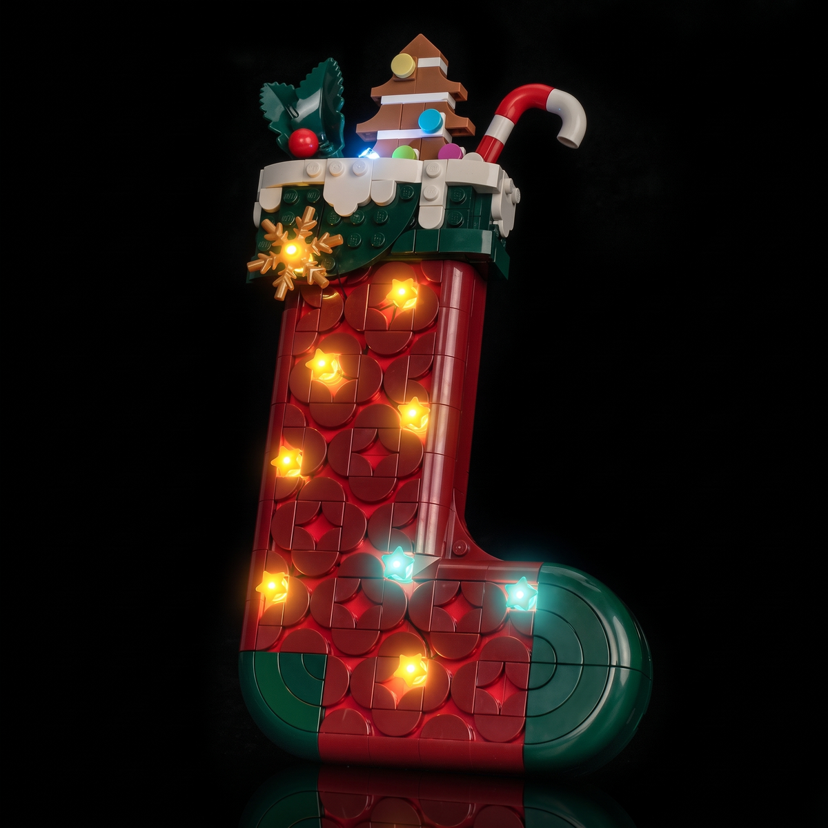 Lichtset für LEGO® Weihnachtsstrumpf #40958 – beleuchtete Ansicht 6