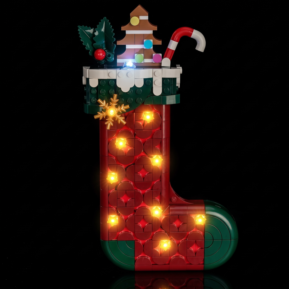 Lichtset für LEGO® Weihnachtsstrumpf #40958 – beleuchtete Ansicht 7