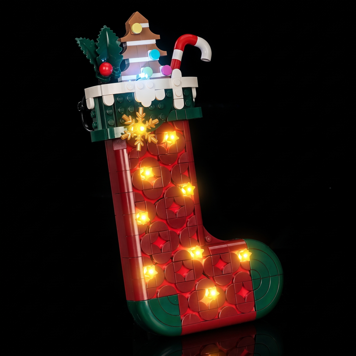 Lichtset für LEGO® Weihnachtsstrumpf #40958 – beleuchtete Ansicht 8
