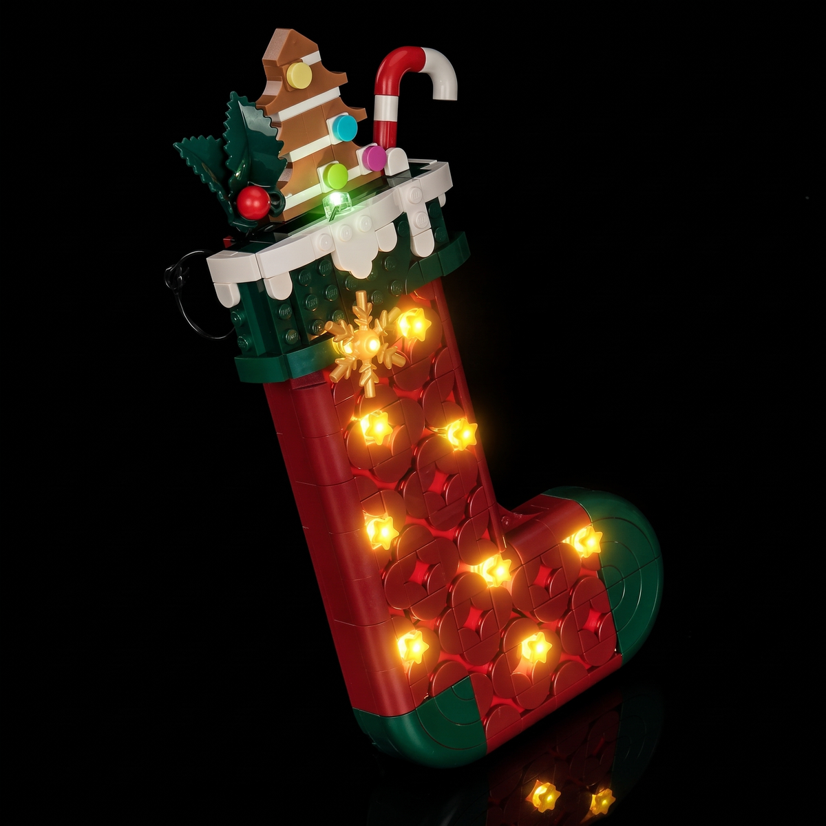 Lichtset für LEGO® Weihnachtsstrumpf #40958 – beleuchtete Ansicht 9