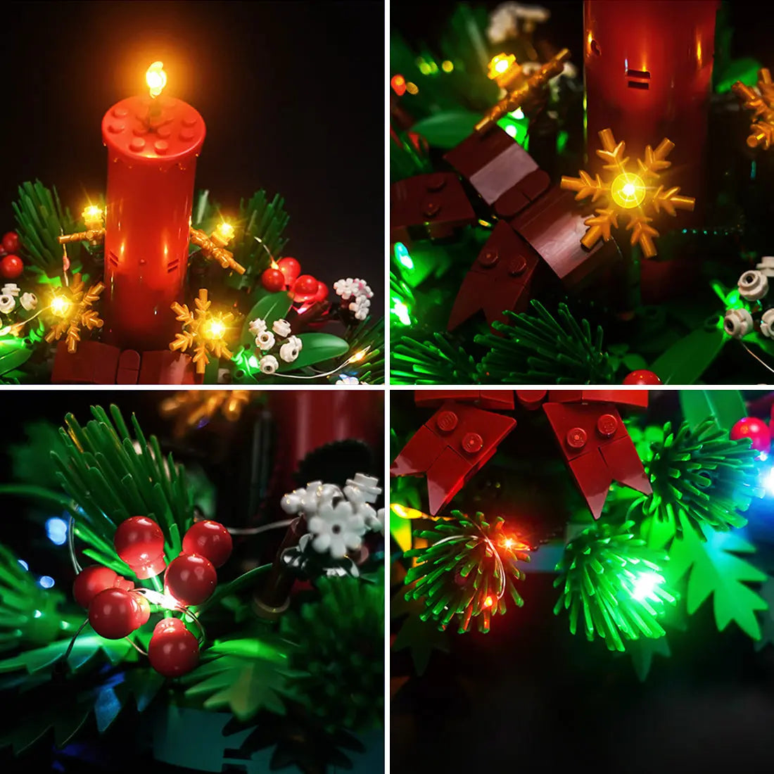 Bright My Bricks LED lighting kit for LEGO® Christmas Table Decoration #40743 — brightened interior detail