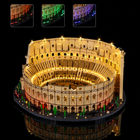 premium LED light kit for LEGO® Colosseum #10276, illuminated at night