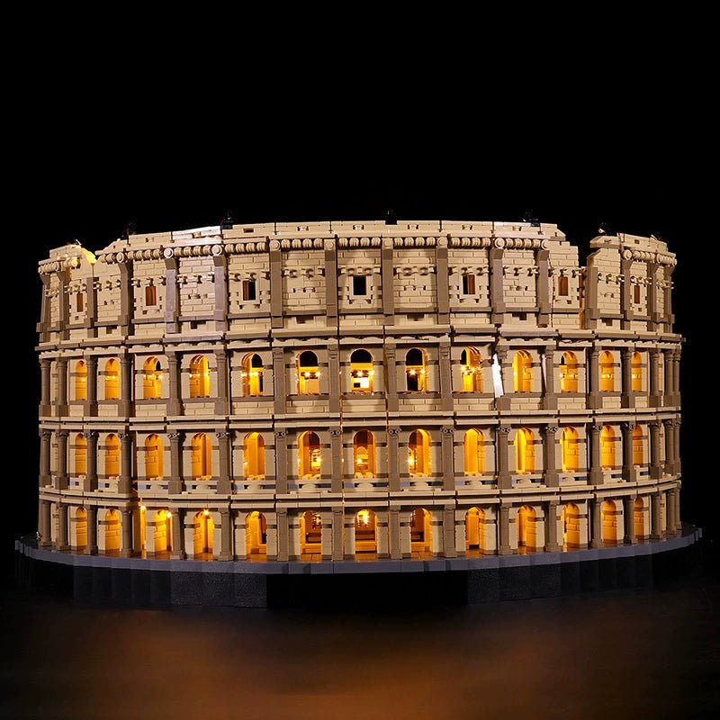 LEGO Colosseum #10276 illuminated at night