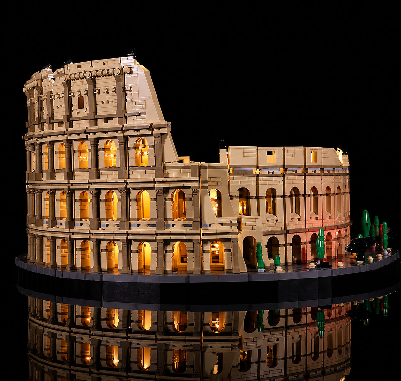 LED light kit for LEGO® Colosseum #10276, side angle with lights on