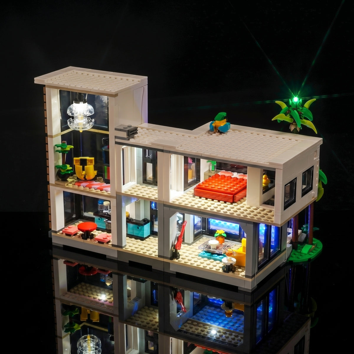 LED lights bring LEGO Creator 3in1 Modern House #31153 to life