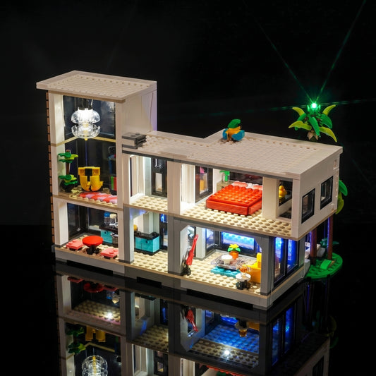 LED lights bring LEGO Creator 3in1 Modern House #31153 to life