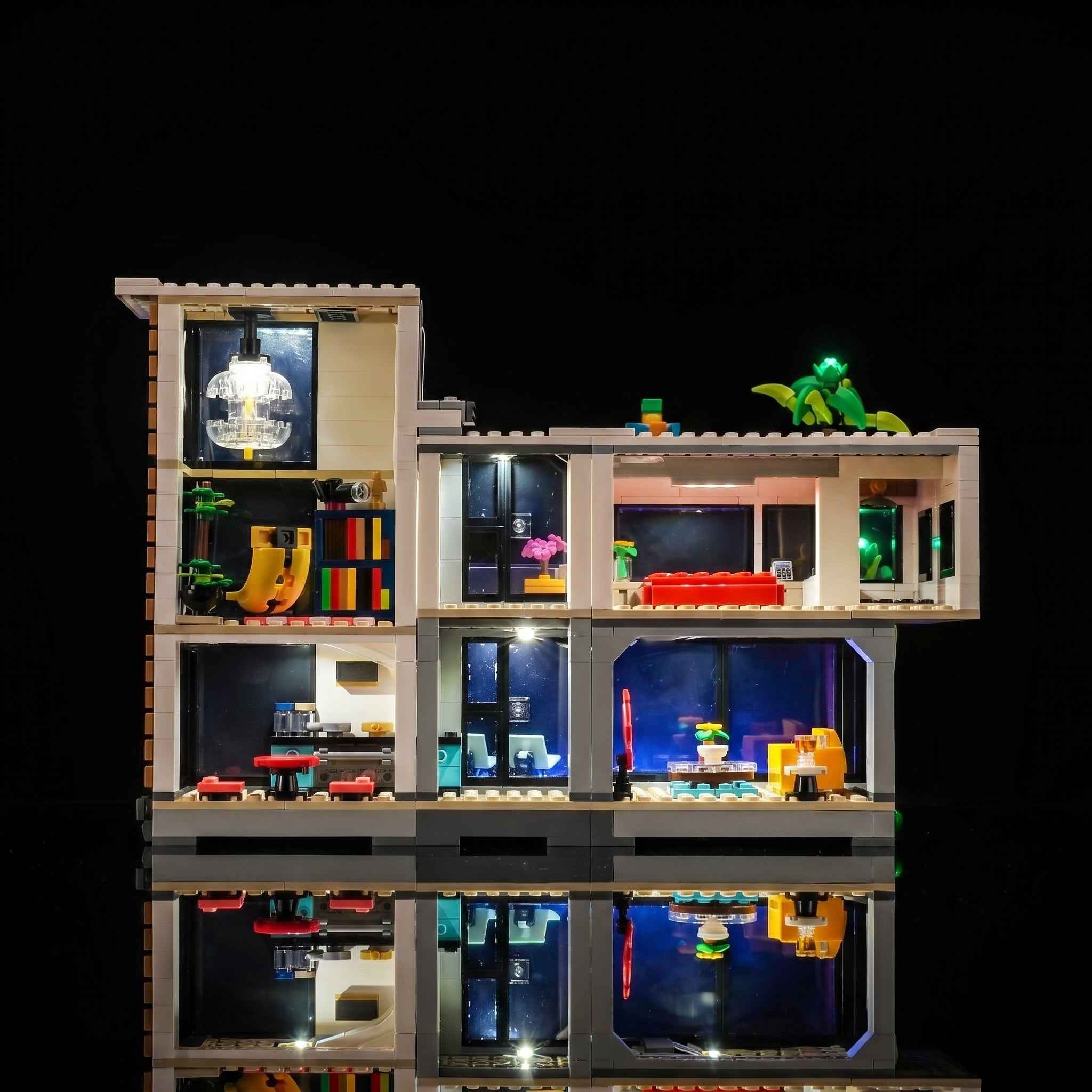 LEGO Creator 3in1 Modern House #31153 lit up - front angle
