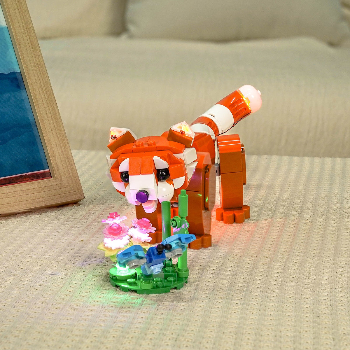 Bright My Bricks LED light kit for LEGO® Creator Cute Animals: Red Panda #31394 — fully illuminated on display
