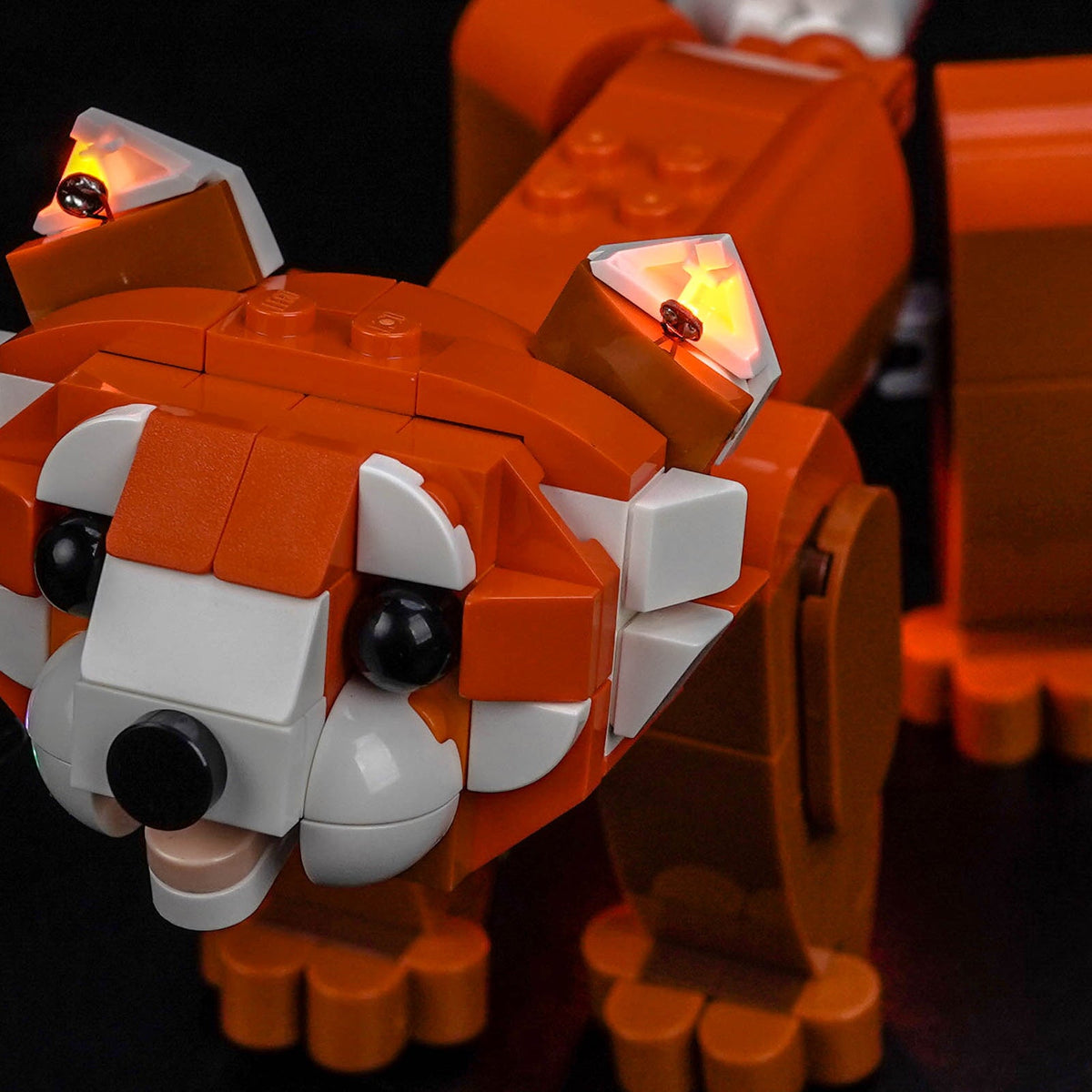 light kit for LEGO® Creator Cute Animals: Red Panda #31394, the translucent ear tips glowing warm
