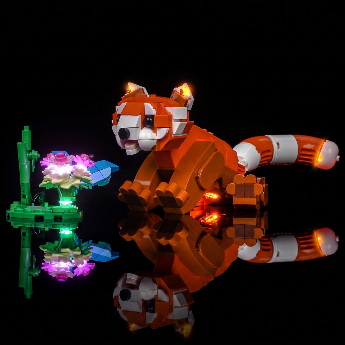 Bright My Bricks LED light kit for LEGO® Creator Cute Animals: Red Panda #31394 — installed and glowing