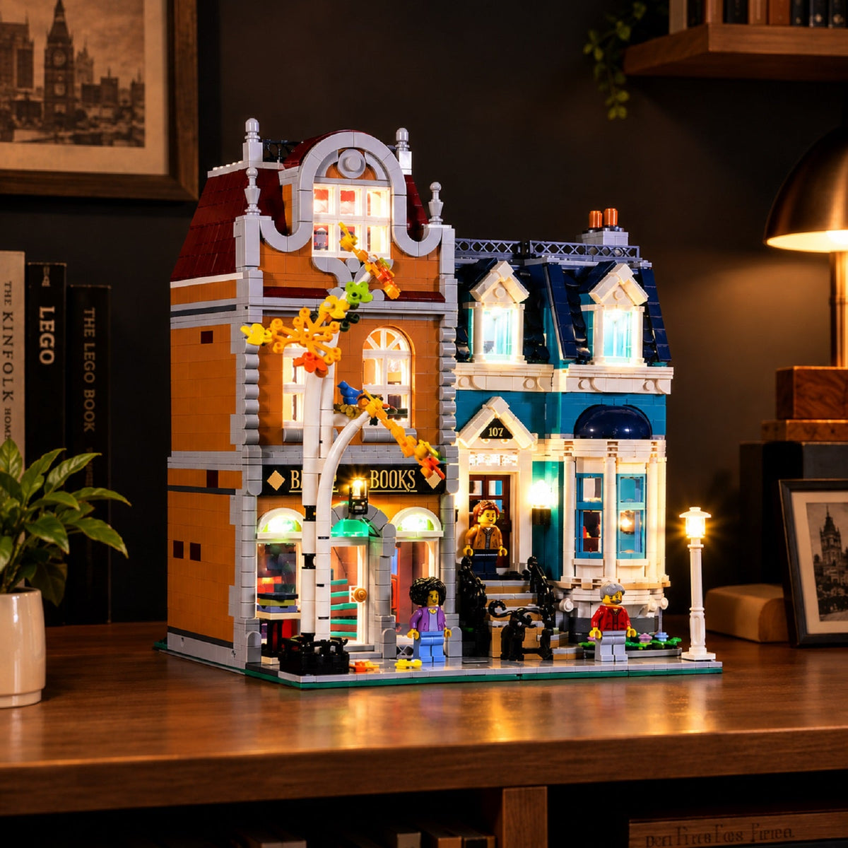 LEGO Buchhandlung 10270 Lichtset im Wohnraum, vollständig beleuchtetes Modular Building
