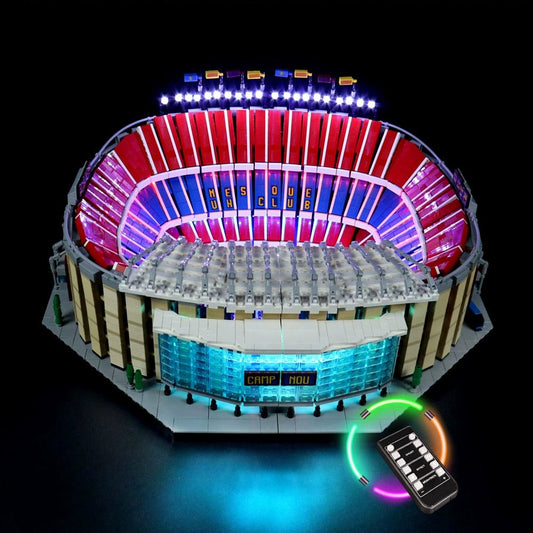 LEGO® Creator Expert Camp Nou #10284 brightened interior detail, with the LED lighting kit