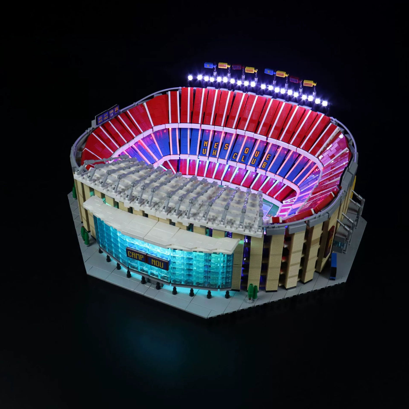 Bright My Bricks premium LED light kit for LEGO® Creator Expert Camp Nou #10284 — lighting effect on the build