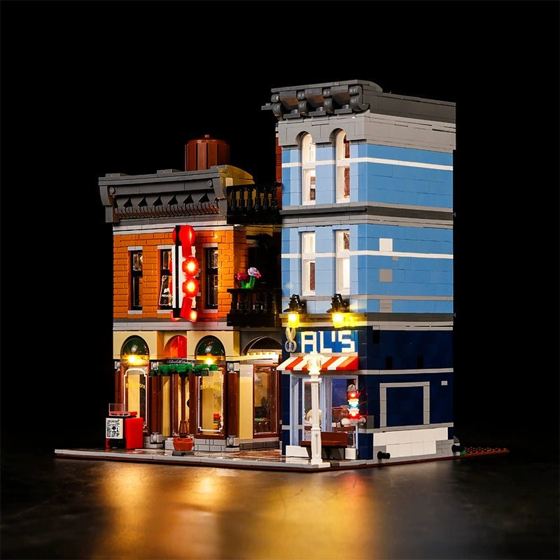 LEGO Creator Expert Detective's Office #10246 with LED lights installed