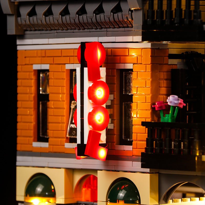 Bright My Bricks LED lighting kit for LEGO® Creator Expert Detective's Office #10246 — showcase lighting view