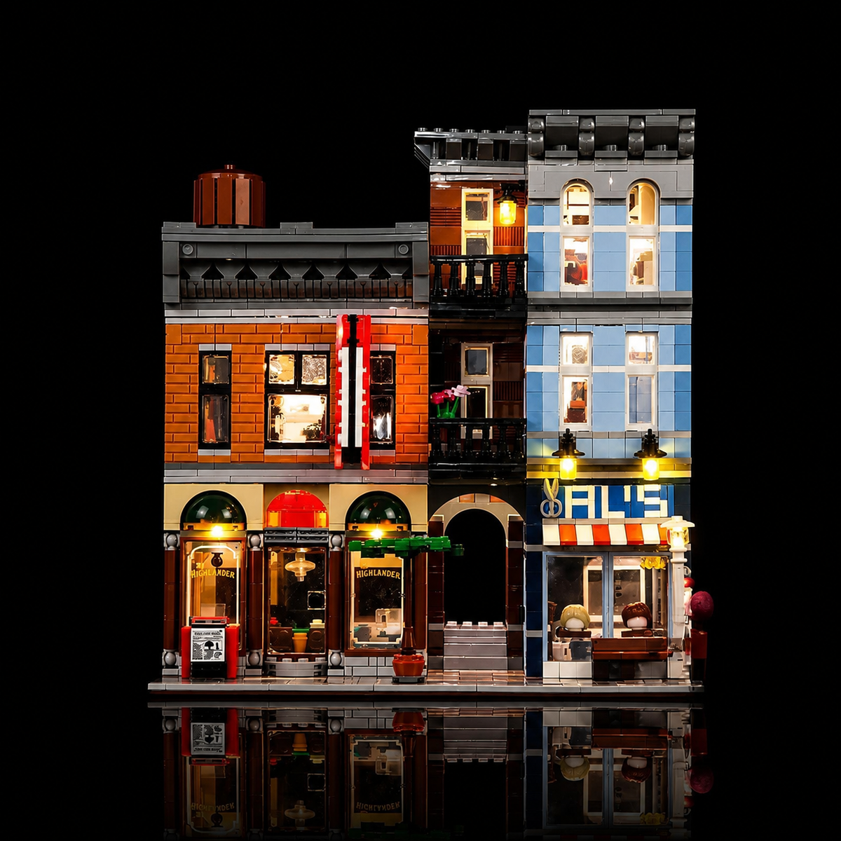 Bright My Bricks LED light kit for LEGO® Creator Expert Detective's Office #10246 — installed and glowing