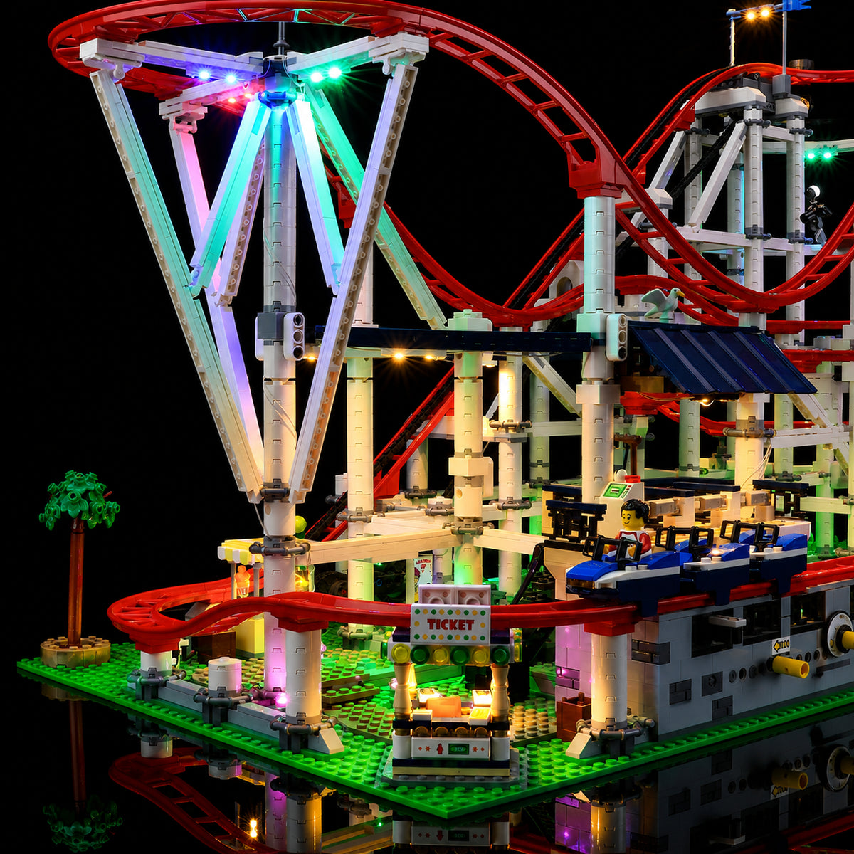 LED strips and bricks detail: Bright My Bricks light kit for LEGO® Creator Expert Roller Coaster #10261