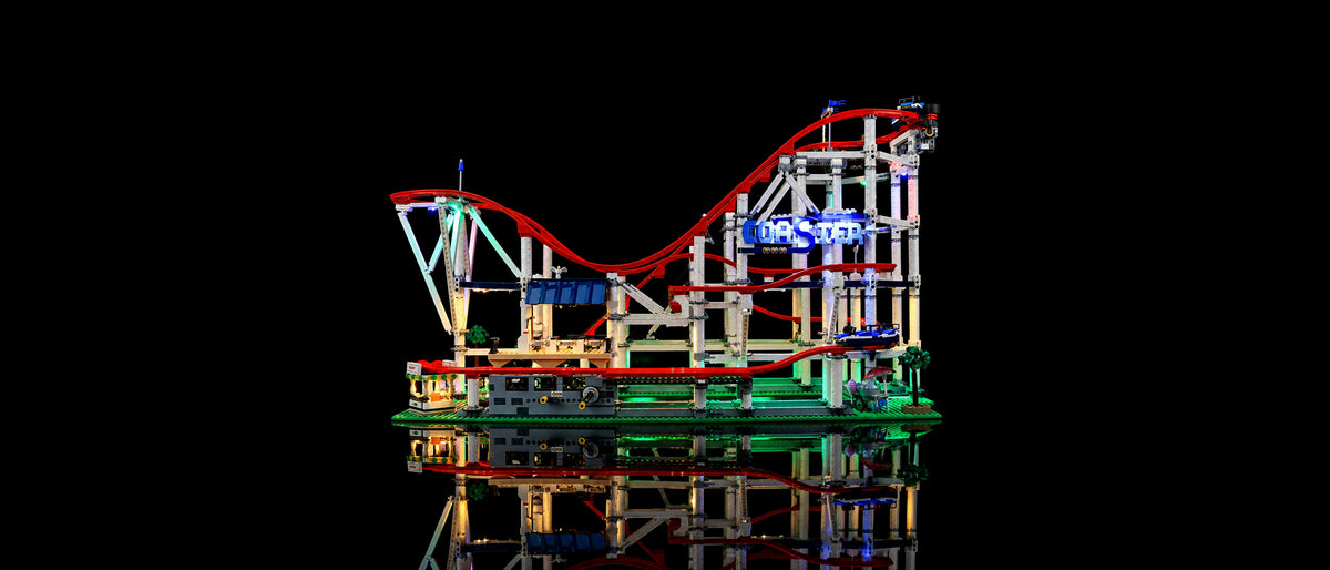 LED-Beleuchtungsset für LEGO® Achterbahn #10261 — lit with the LED light kit