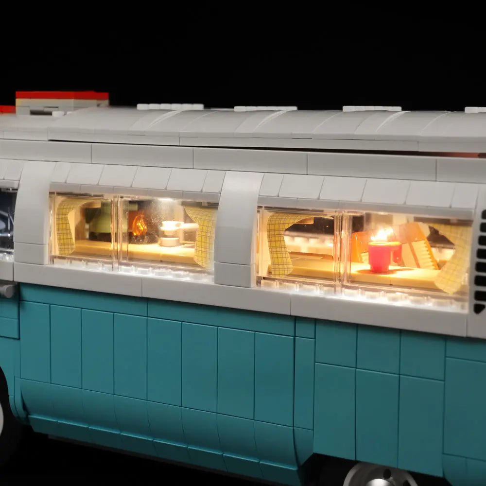 LEGO® Creator Expert Volkswagen T2 Camper Van #10279 — installed and glowing (light kit)