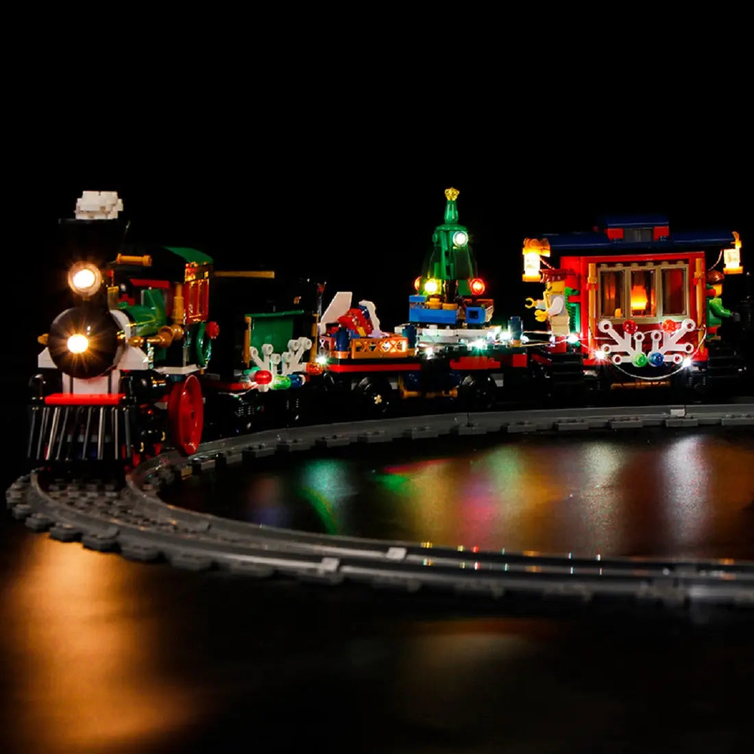 LEGO Creator Expert Winter Holiday Train #10254 with LED lights installed