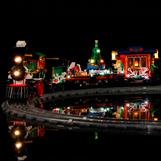 LEGO® Creator Expert Winter Holiday Train #10254 — showcase lighting view (LED lights)