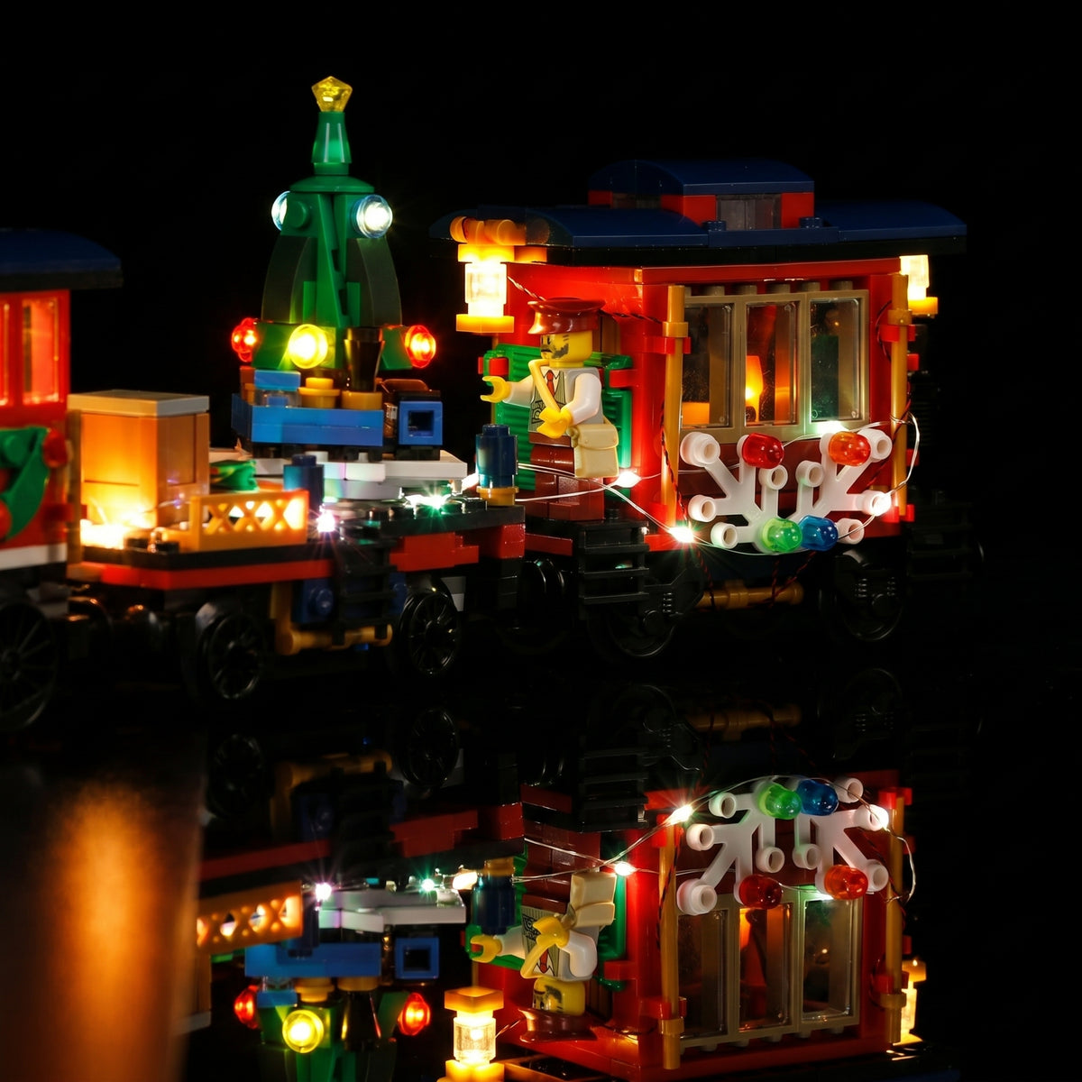 Bright My Bricks light kit for LEGO® Creator Expert Winter Holiday Train #10254 — LED strips and bricks detail