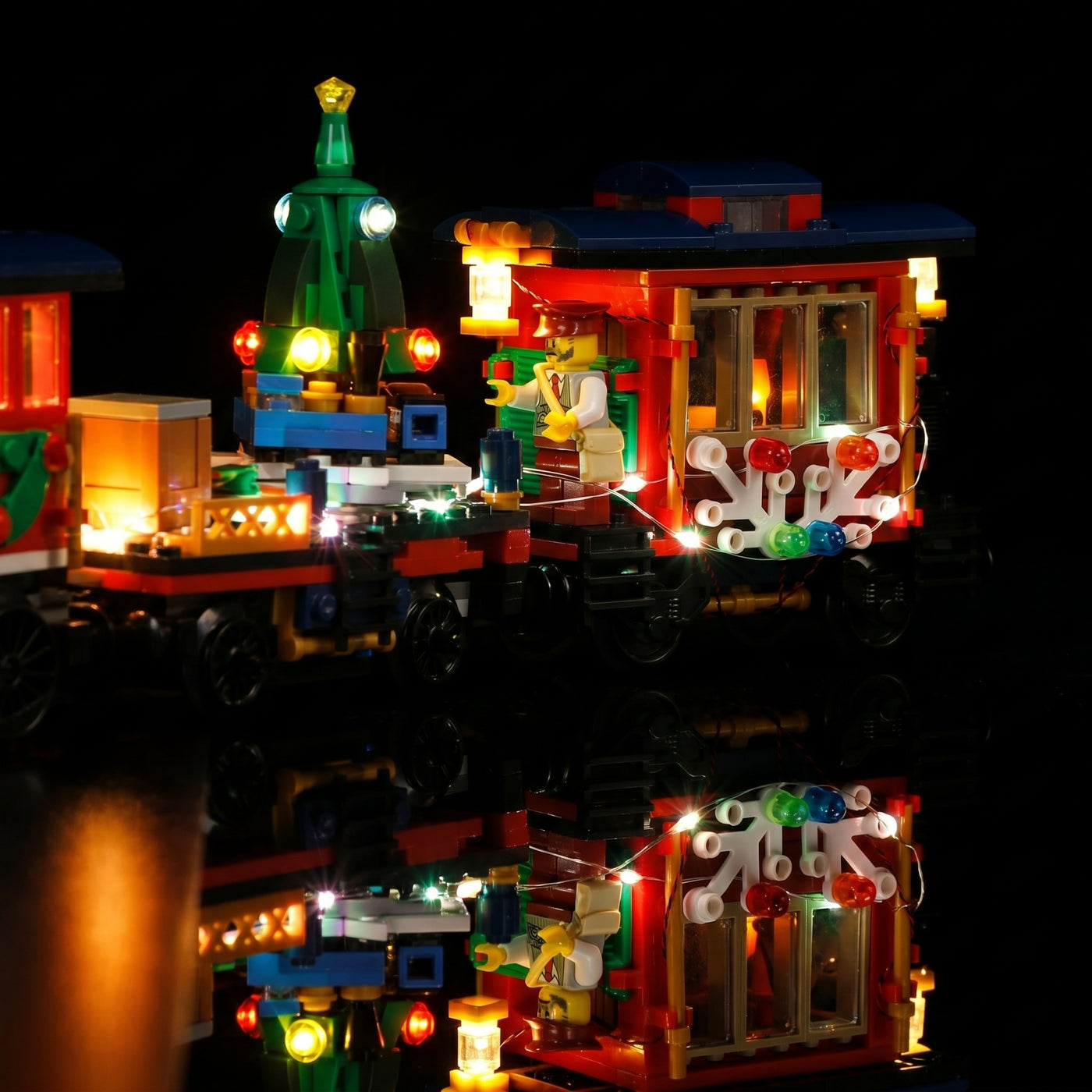 Bright My Bricks light kit for LEGO® Creator Expert Winter Holiday Train #10254 — LED strips and bricks detail