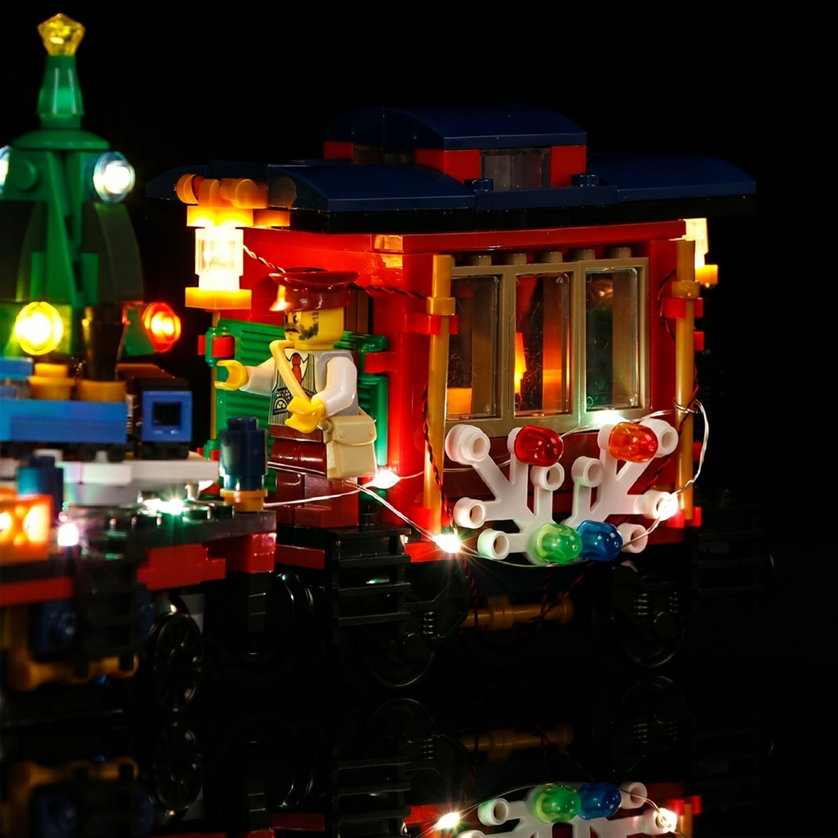 premium LED light kit for LEGO® Creator Expert Winter Holiday Train #10254, LED kit powered on