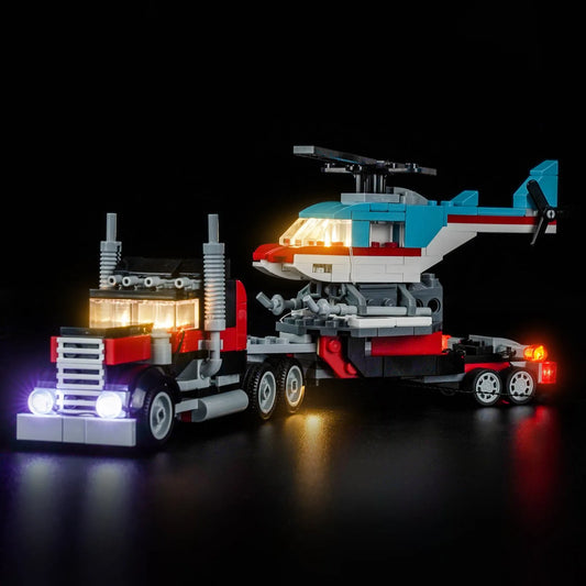 LED light kit for LEGO® Creator Flatbed Truck with Helicopter #31146 | Bright My Bricks